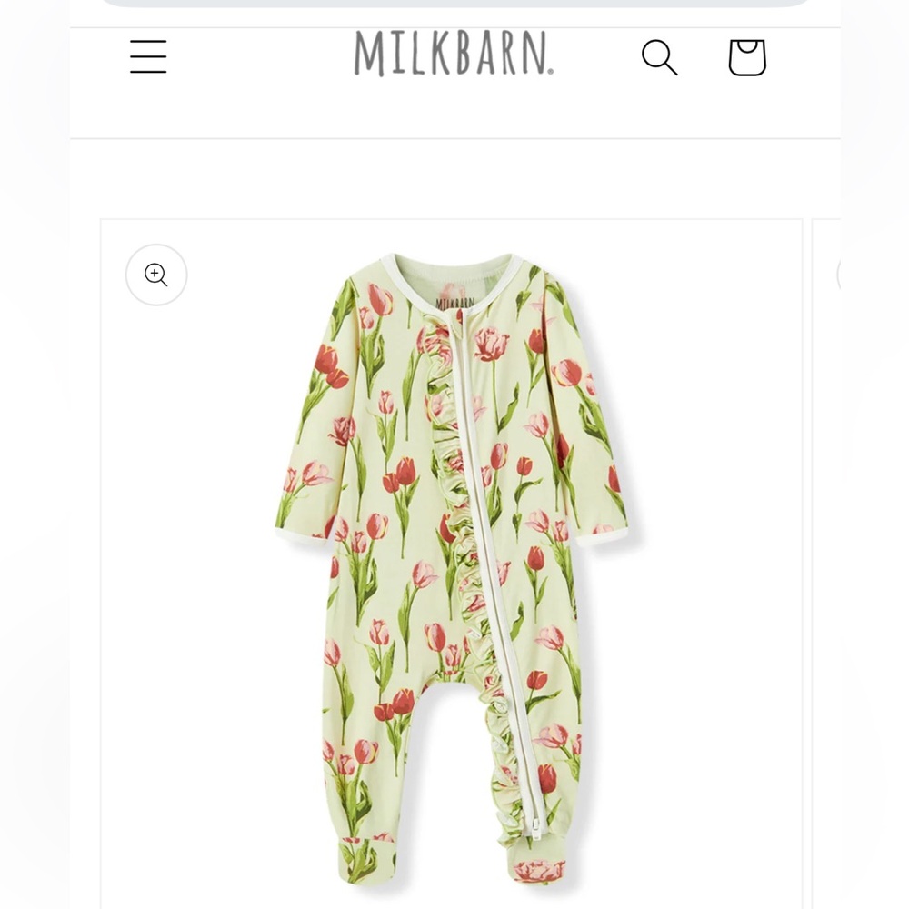Tulip Luxe Stretch Ruffle Footed Onesie & matching hat